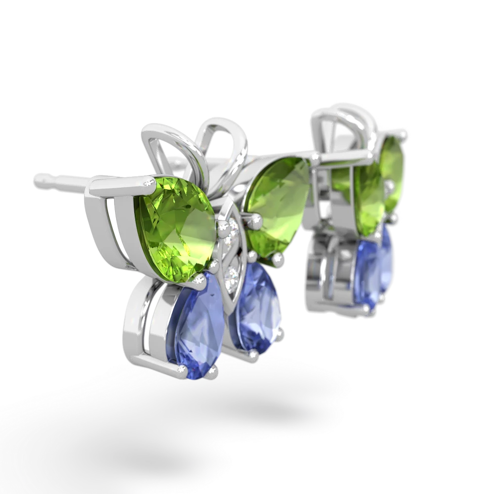 Peridot Butterfly 14K White Gold earrings E2215