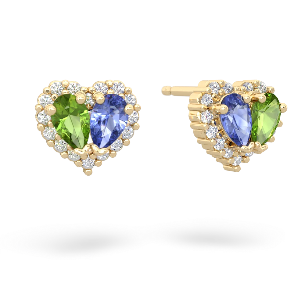 Peridot Halo 14K Yellow Gold earrings E7008