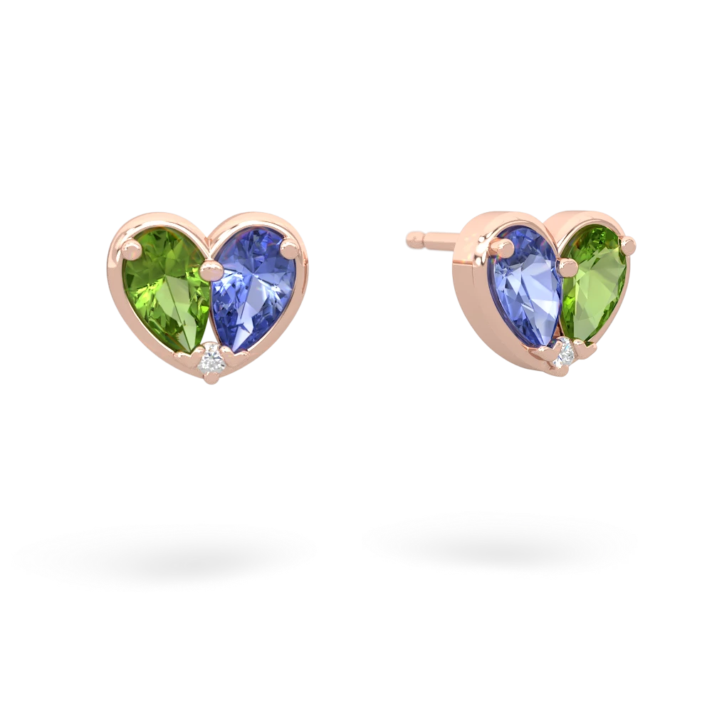 Peridot 'Our Heart' 14K Rose Gold earrings E5072