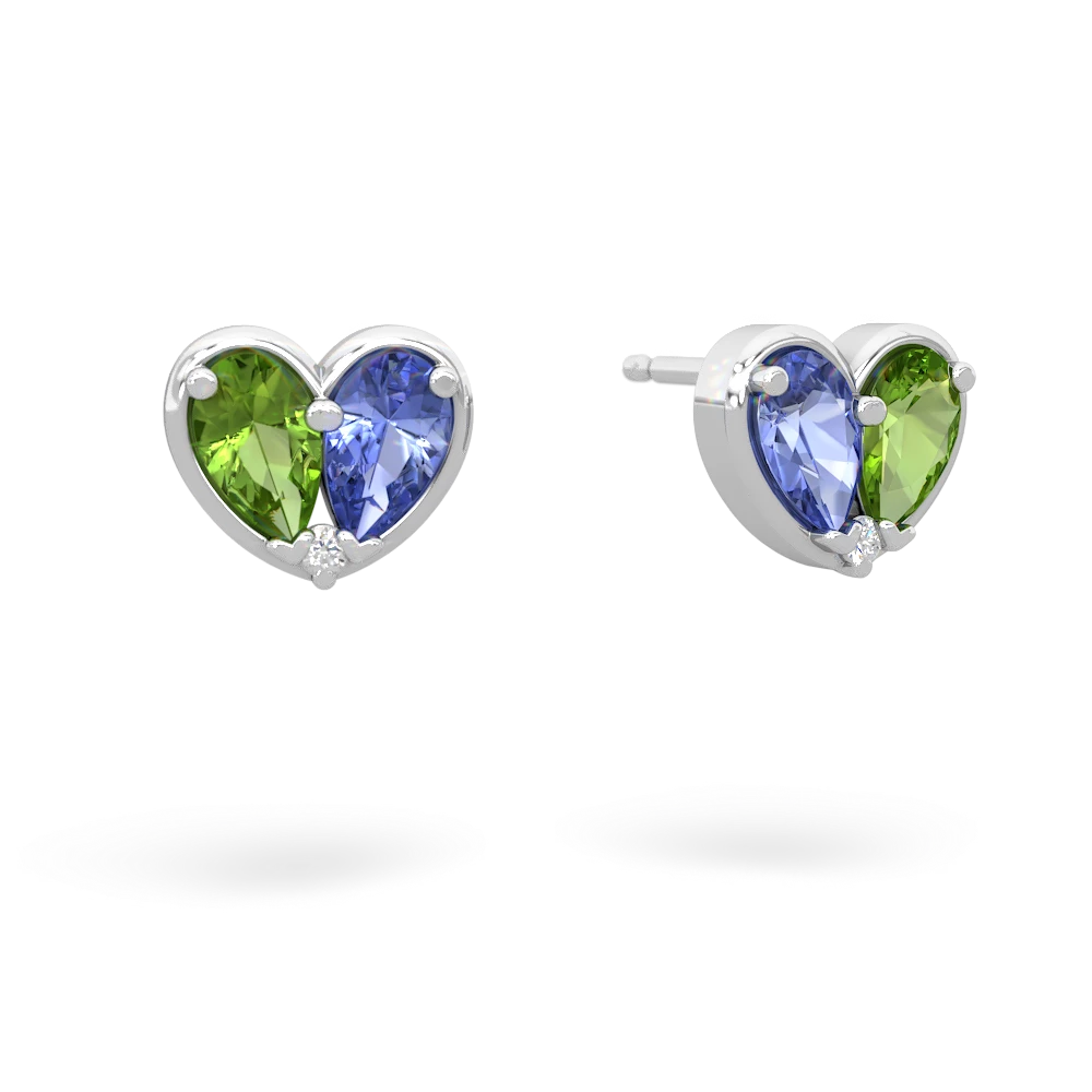 Peridot 'Our Heart' 14K White Gold earrings E5072