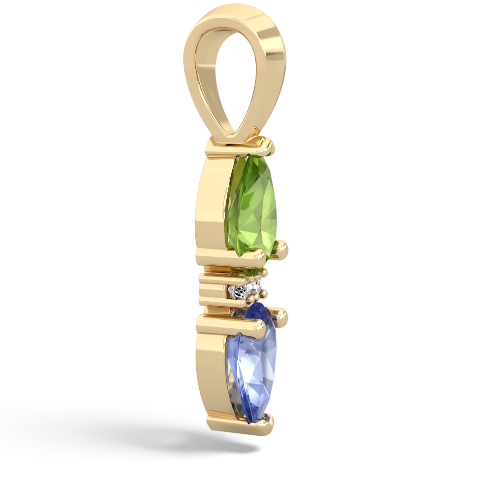 Peridot Bowtie Drop 14K Yellow Gold pendant P0865