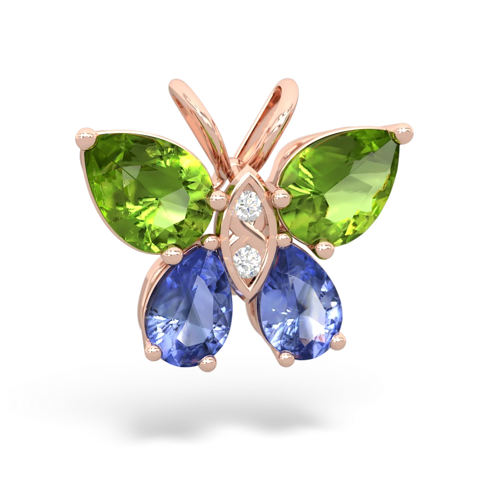 Peridot Butterfly 14K Rose Gold pendant P2215