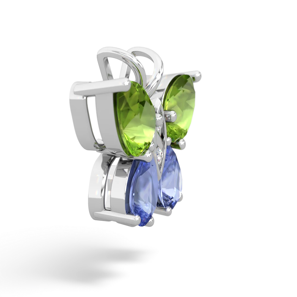 Peridot Butterfly 14K White Gold pendant P2215