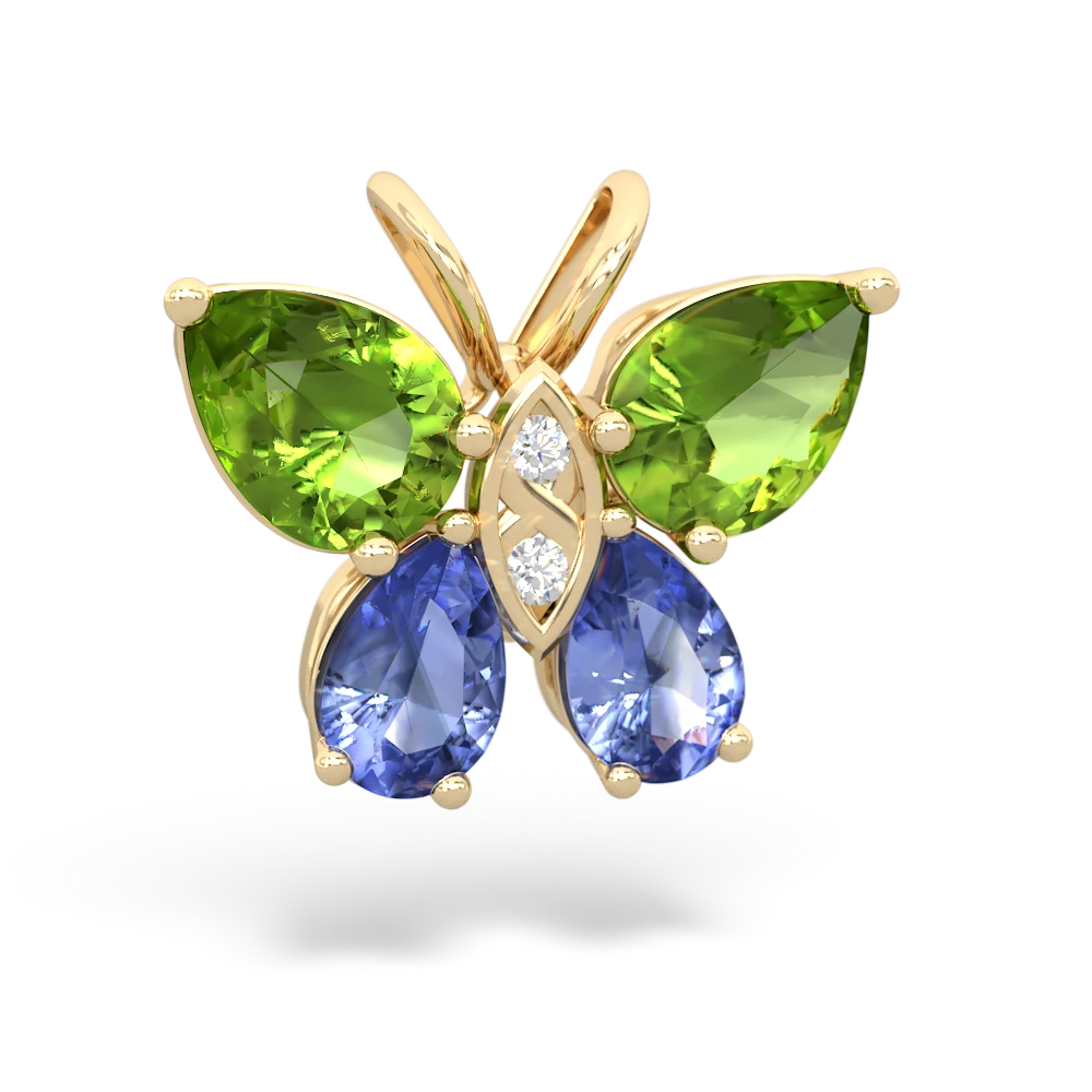 Peridot Butterfly 14K Yellow Gold pendant P2215