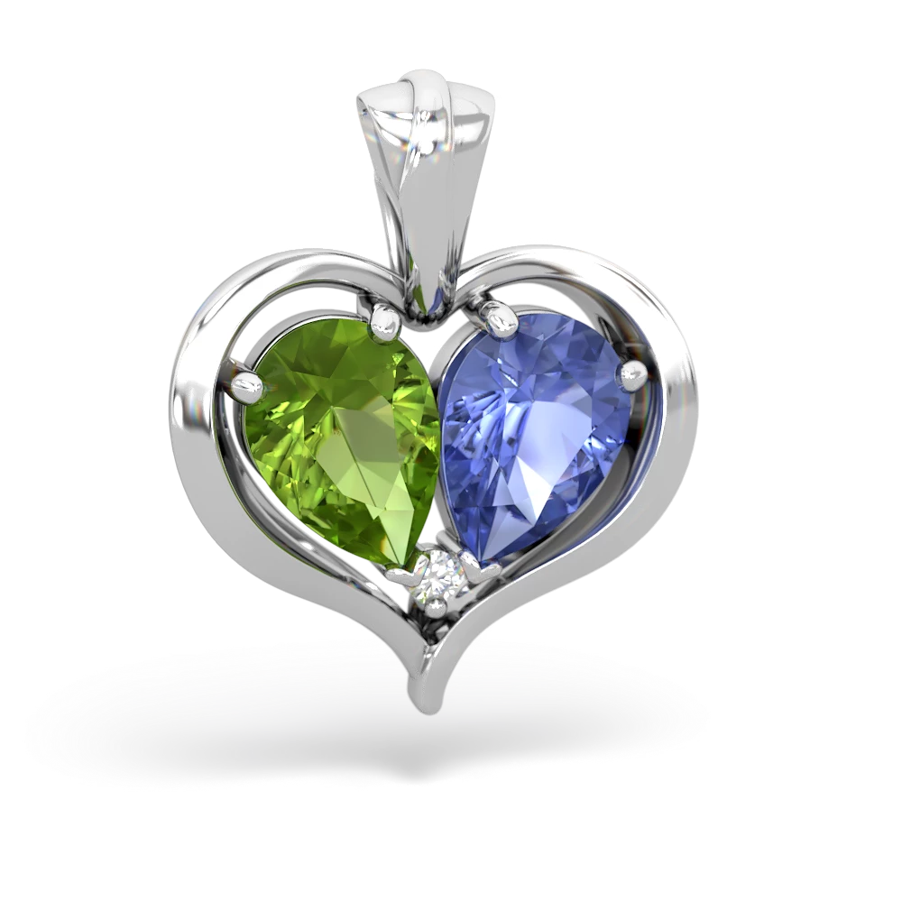 Peridot Two Become One 14K White Gold pendant P5330