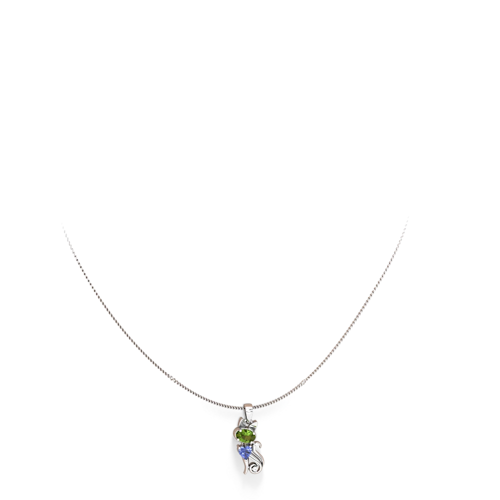 Peridot Kitten 14K White Gold pendant P5780