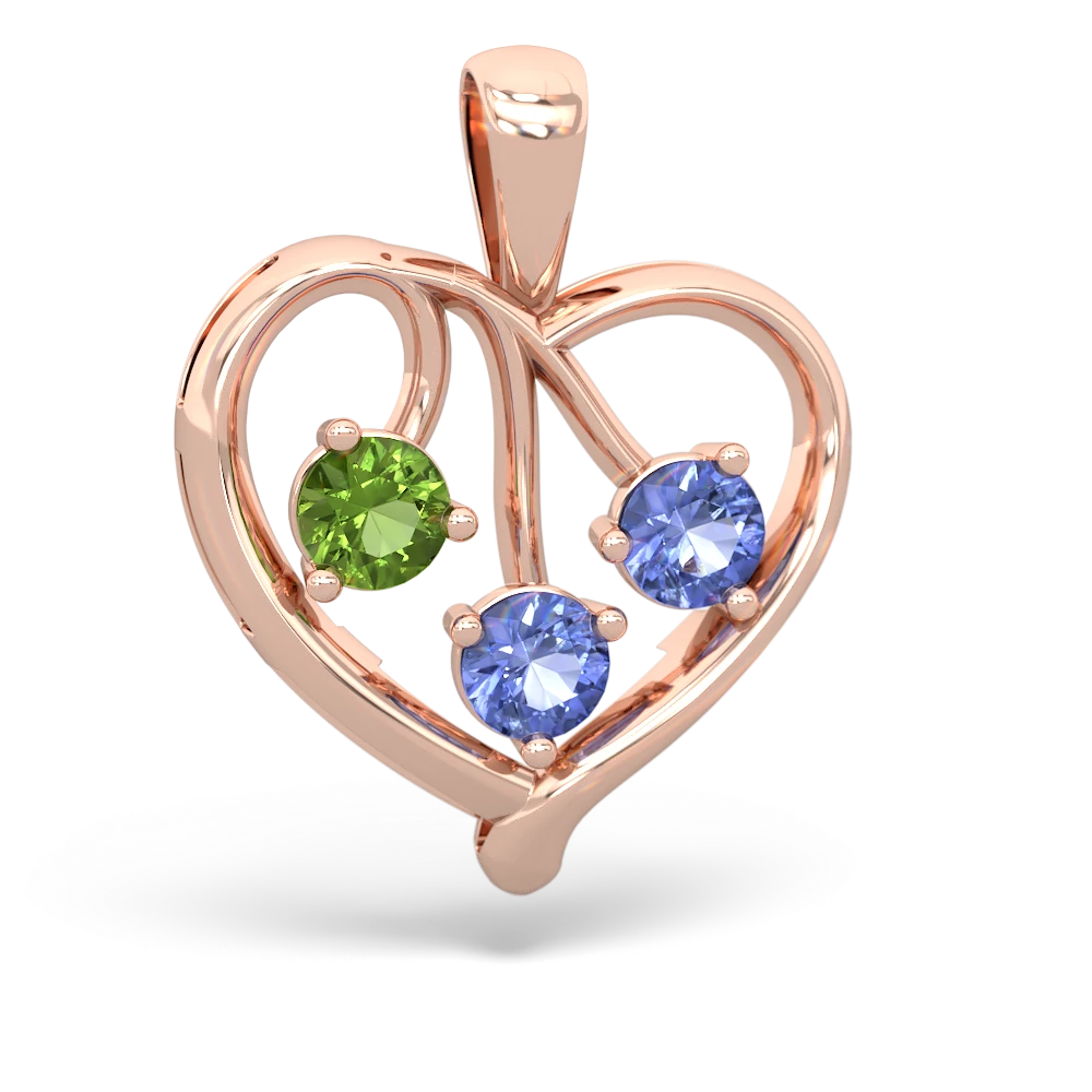 Peridot Glowing Heart 14K Rose Gold pendant P2233