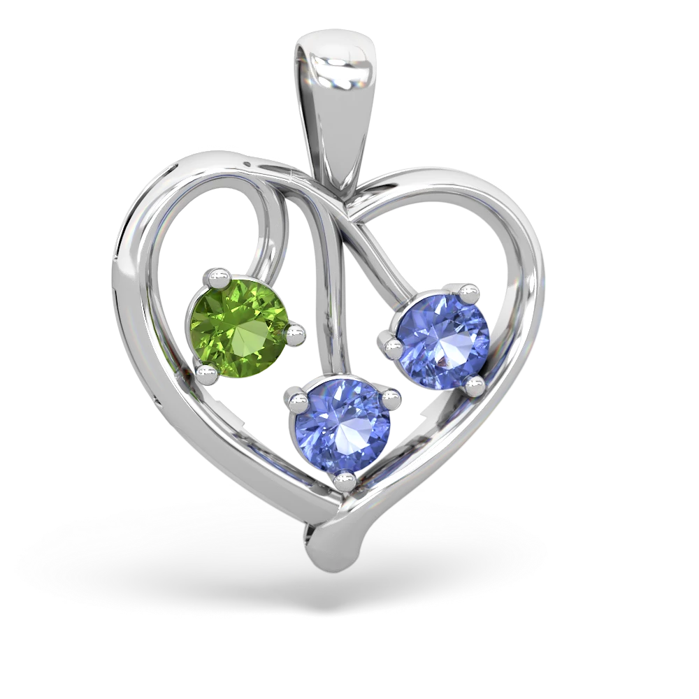 Peridot Glowing Heart 14K White Gold pendant P2233