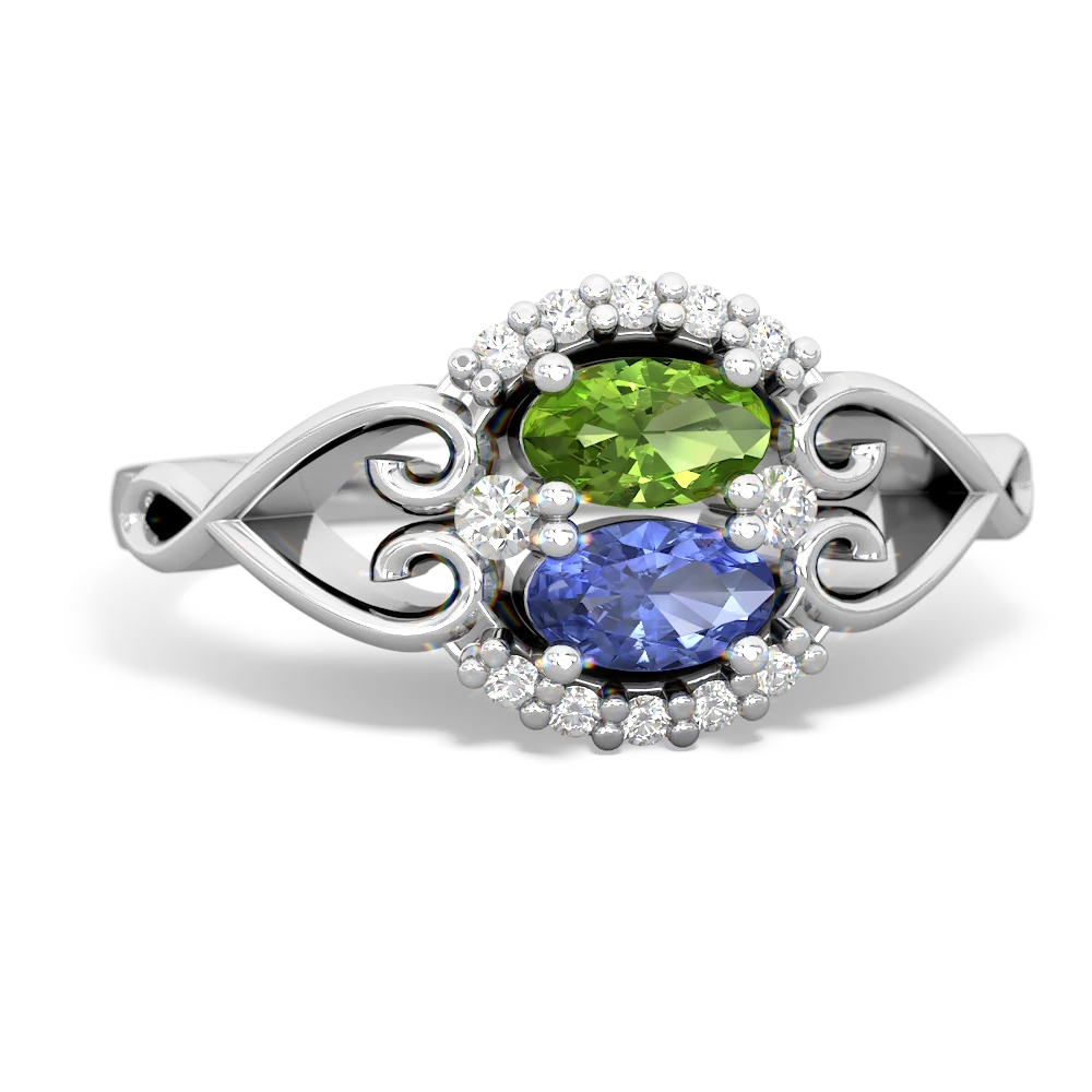 Peridot Love Nest 14K White Gold ring R5860