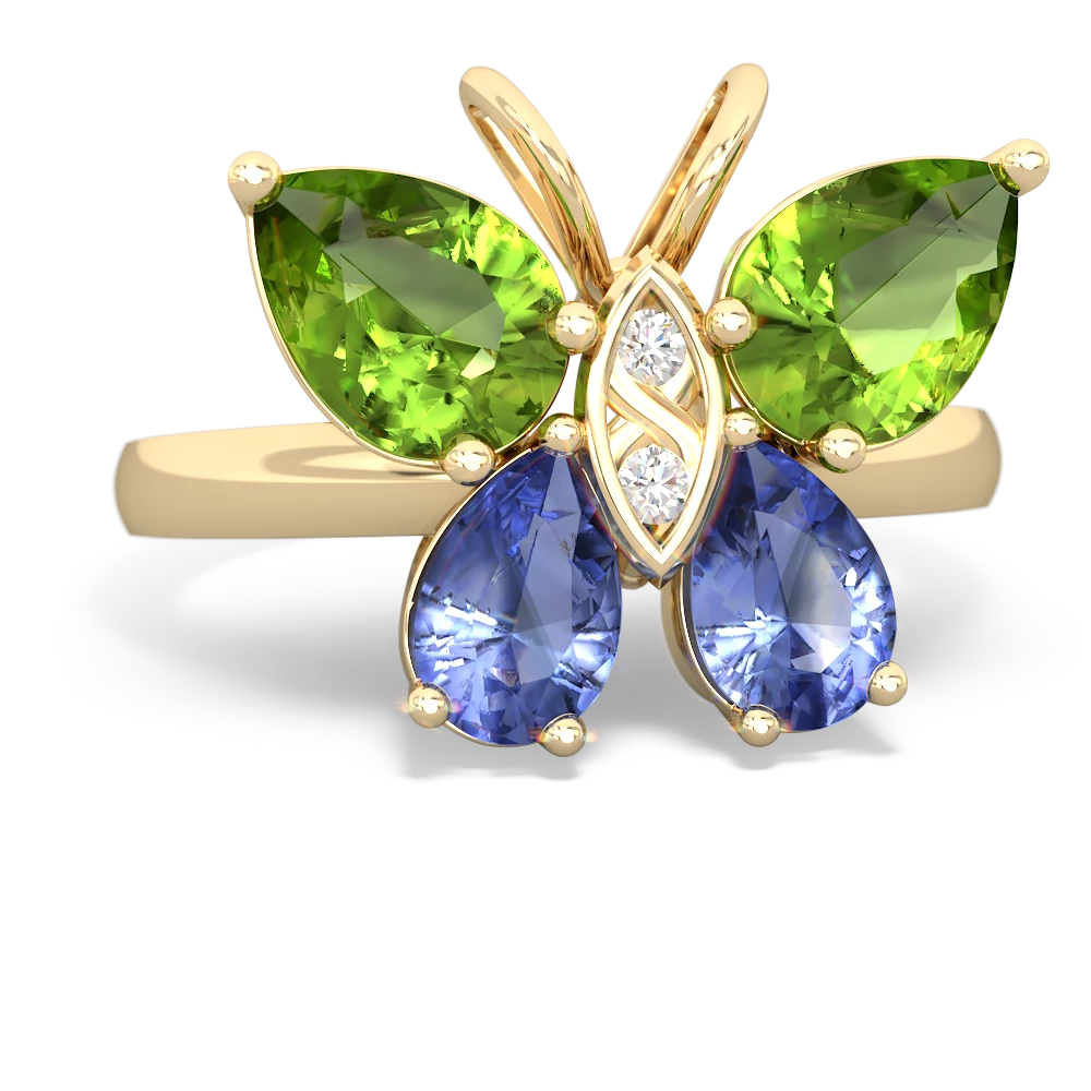 Peridot Butterfly 14K Yellow Gold ring R2215