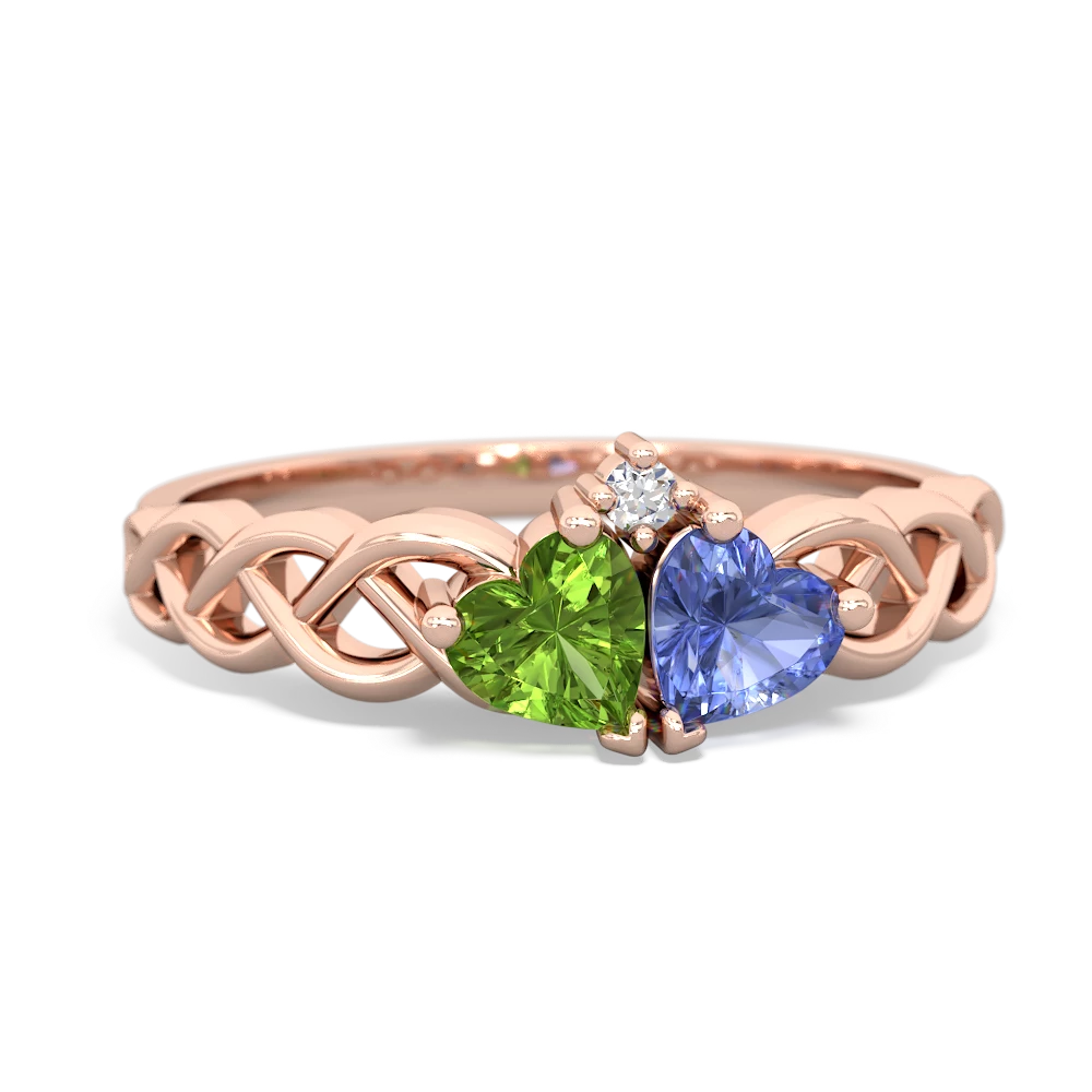 Peridot Heart To Heart Braid 14K Rose Gold ring R5870