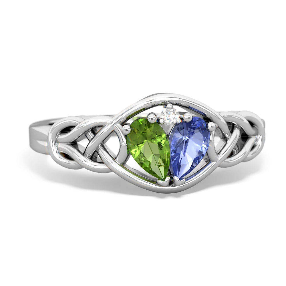 Peridot Tanzanite Celtic Love Knot ring 14K White Gold JewelsForMe