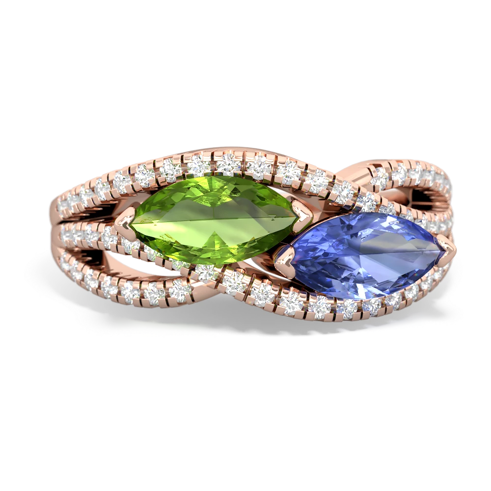 Peridot Diamond Rivers 14K Rose Gold ring R3070