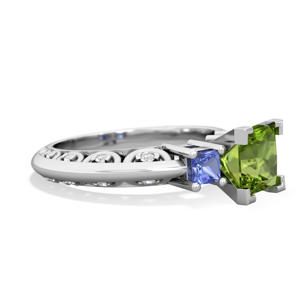 Peridot Eternal Embrace Engagement 14K White Gold ring C2001