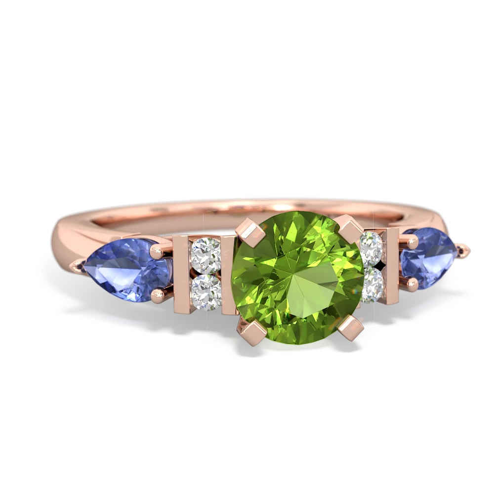 Peridot 6Mm Round Eternal Embrace Engagement 14K Rose Gold ring R2005