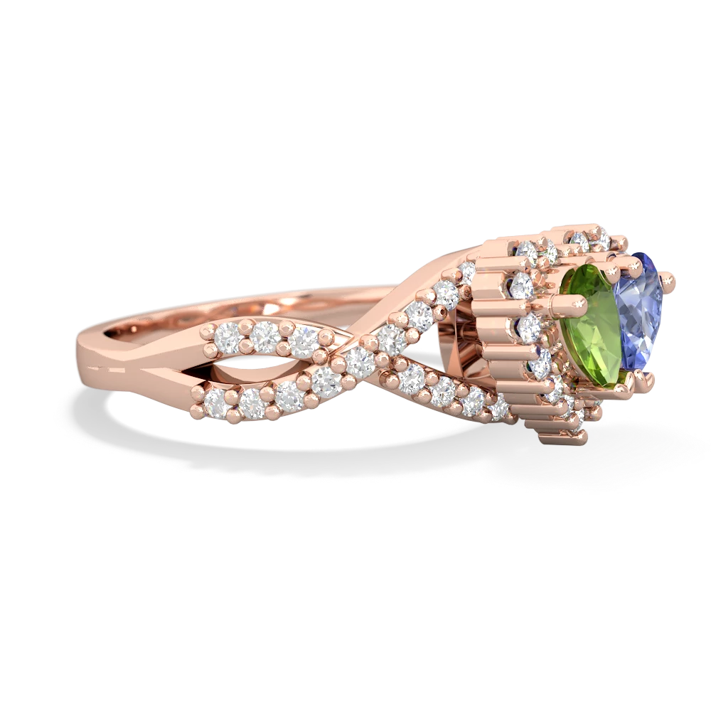 Peridot Diamond Twist 'One Heart' 14K Rose Gold ring R2640HRT