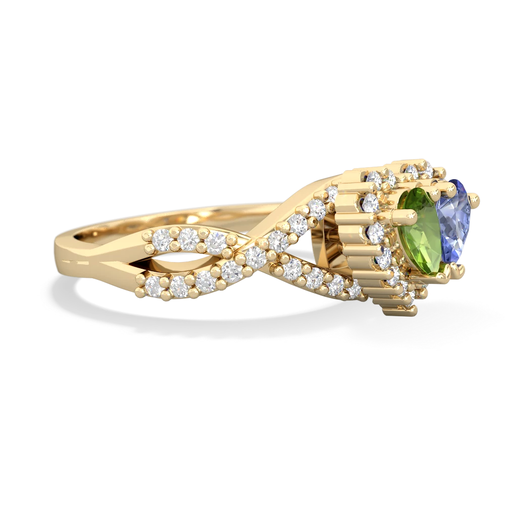 Peridot Diamond Twist 'One Heart' 14K Yellow Gold ring R2640HRT