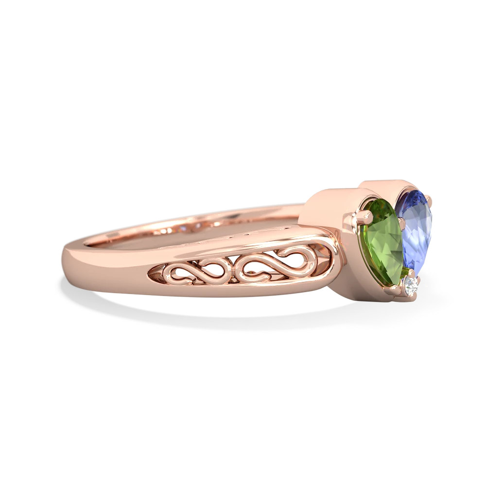 Peridot Filligree 'One Heart' 14K Rose Gold ring R5070