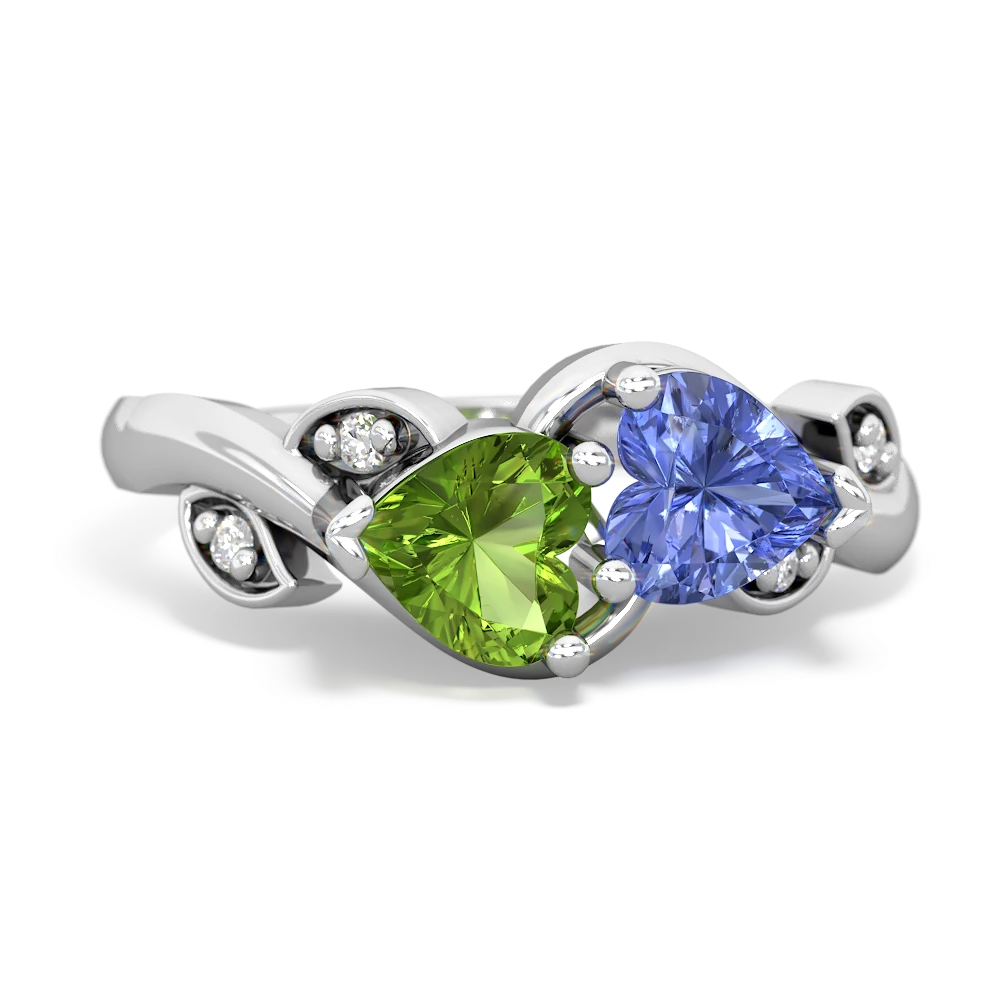 Peridot Floral Elegance 14K White Gold ring R5790