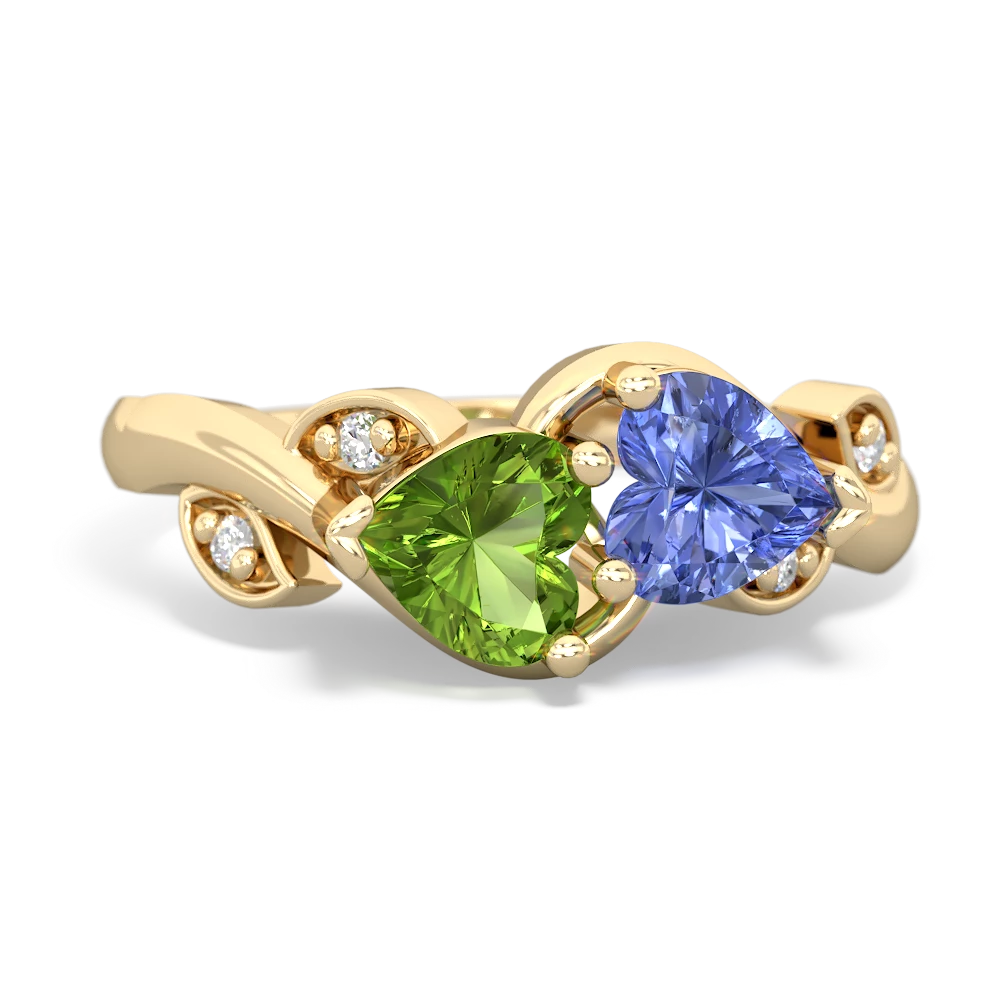 Peridot Floral Elegance 14K Yellow Gold ring R5790