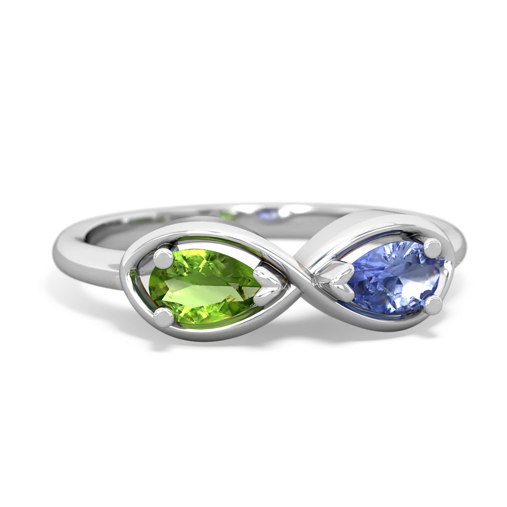 Peridot Infinity 14K White Gold ring R5050