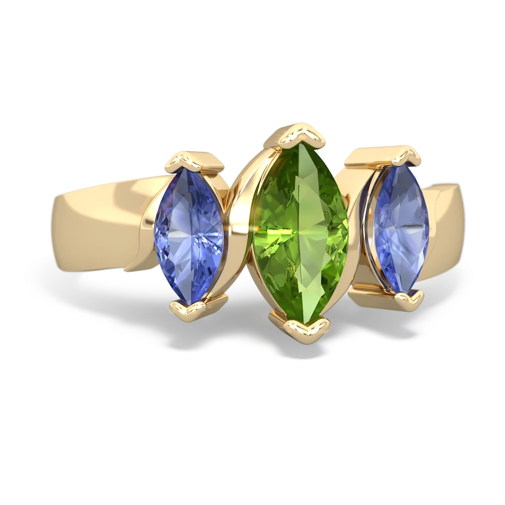 Peridot Three Peeks 14K Yellow Gold ring R2433