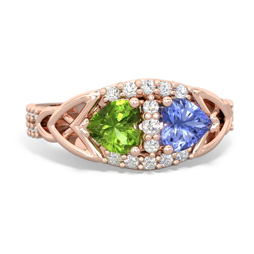 Peridot Sparkling Celtic Knot 14K Rose Gold ring R2645