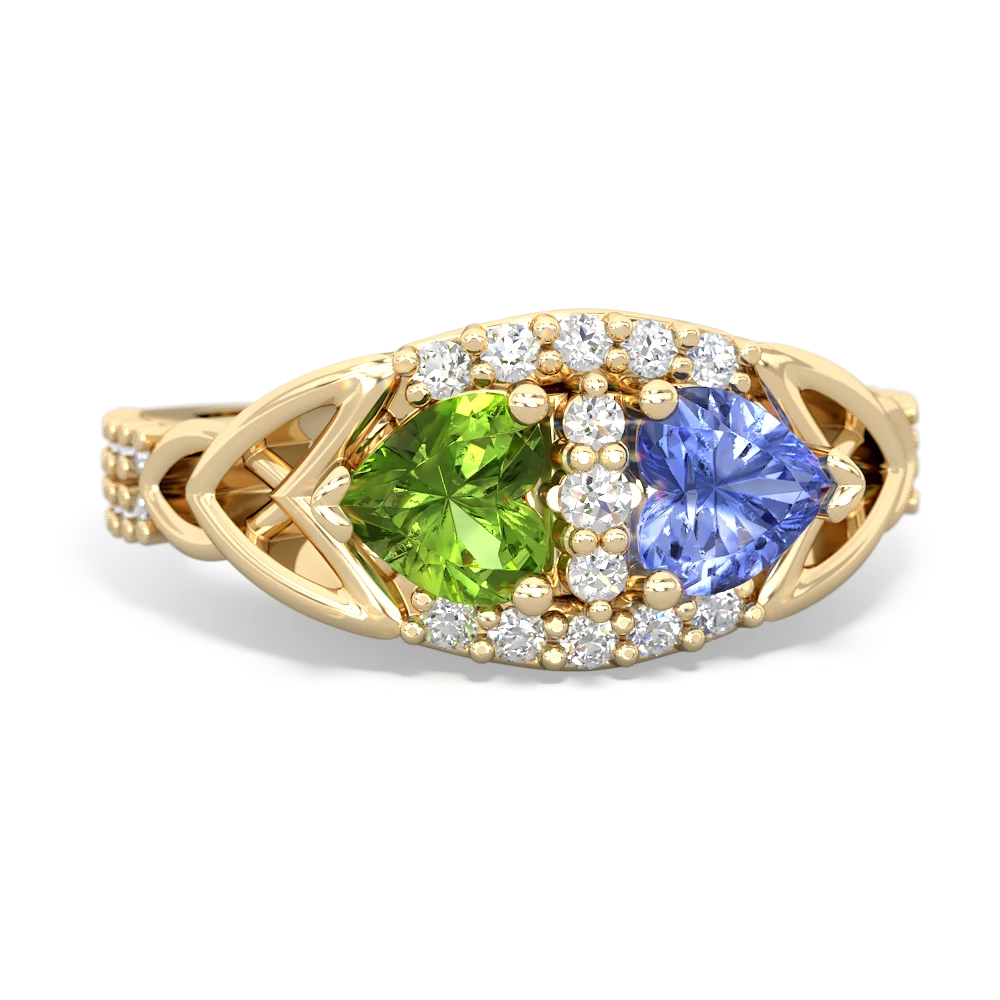 Peridot Sparkling Celtic Knot 14K Yellow Gold ring R2645