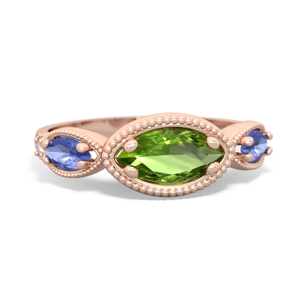 Peridot Milgrain Marquise 14K Rose Gold ring R5700