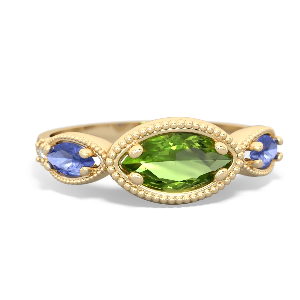 Peridot Milgrain Marquise 14K Yellow Gold ring R5700