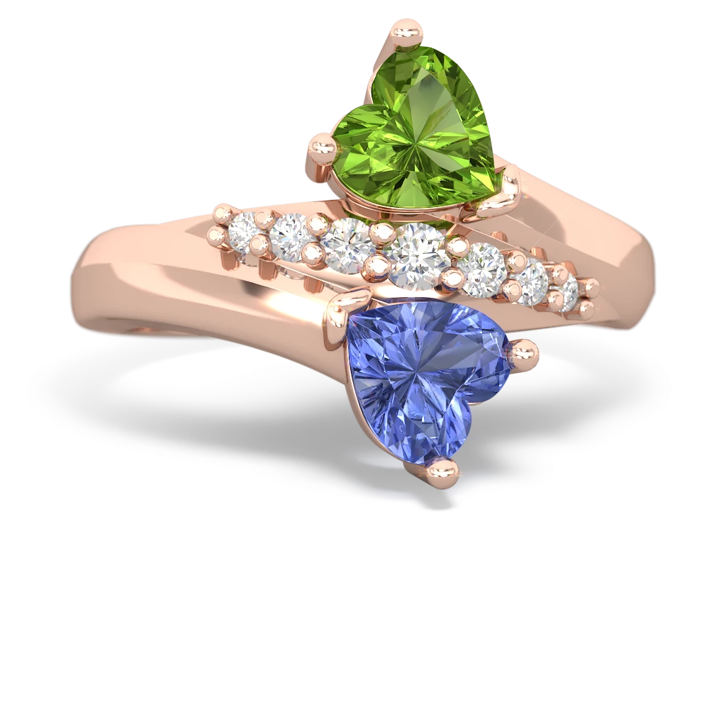 Peridot Heart To Heart 14K Rose Gold ring R2064