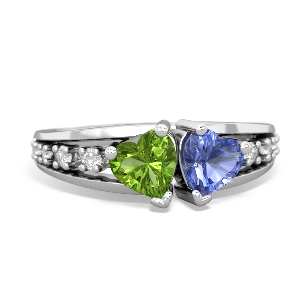 Peridot Heart To Heart 14K White Gold ring R3342