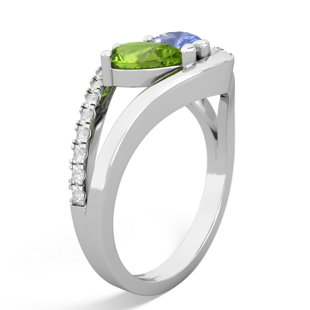 Peridot Nestled Heart Keepsake 14K White Gold ring R5650