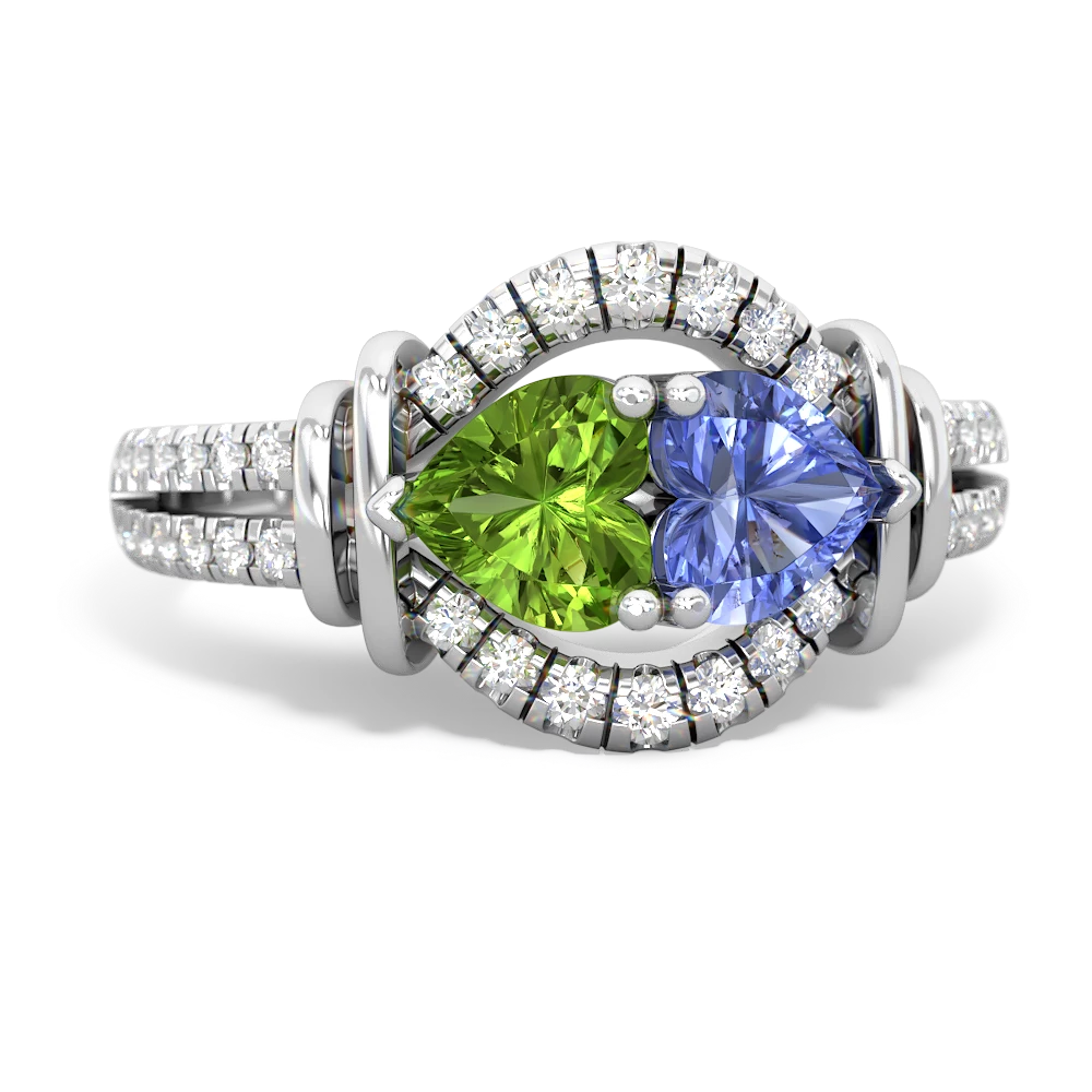 Peridot Art-Deco Keepsake 14K White Gold ring R5630