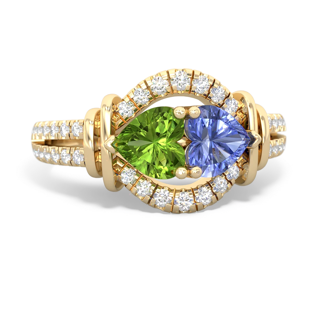 Peridot Art-Deco Keepsake 14K Yellow Gold ring R5630