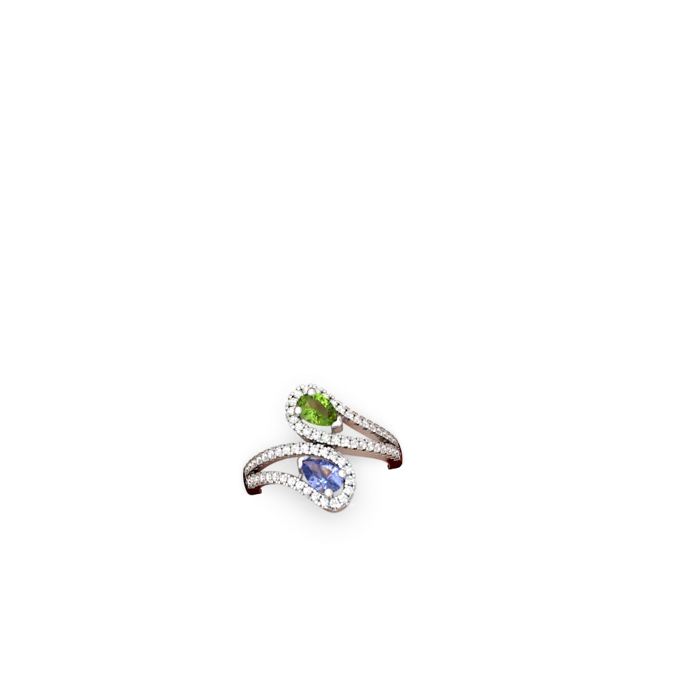 Peridot Diamond Dazzler 14K White Gold ring R3000