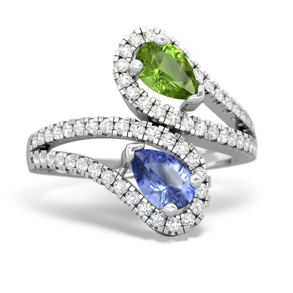 Peridot Diamond Dazzler 14K White Gold ring R3000