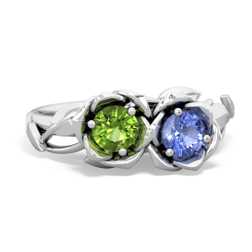 Peridot Rose Garden 14K White Gold ring R5510