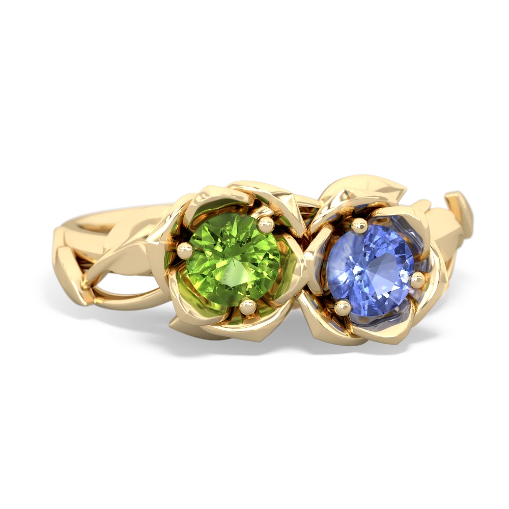 Peridot Rose Garden 14K Yellow Gold ring R5510