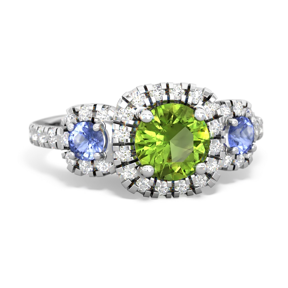 Peridot Regal Halo 14K White Gold ring R5350