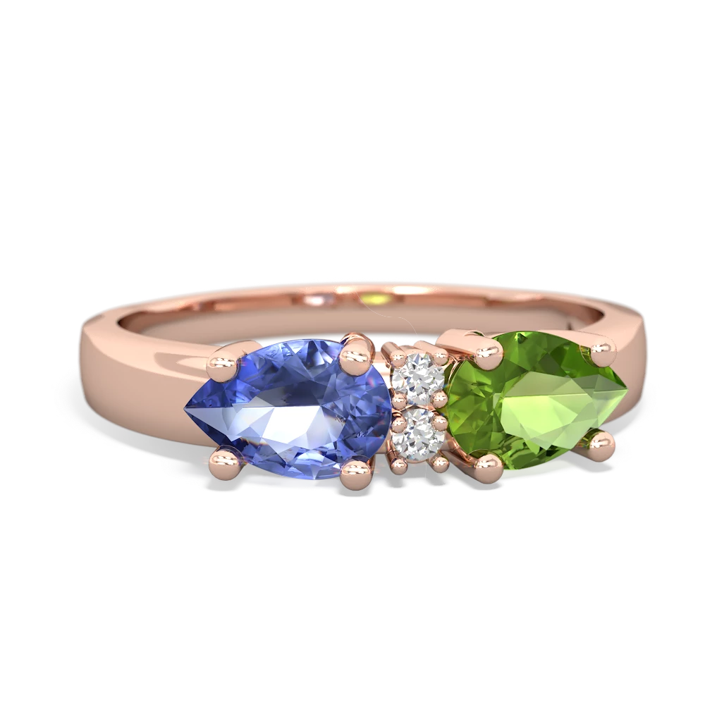 Peridot Pear Bowtie 14K Rose Gold ring R0865
