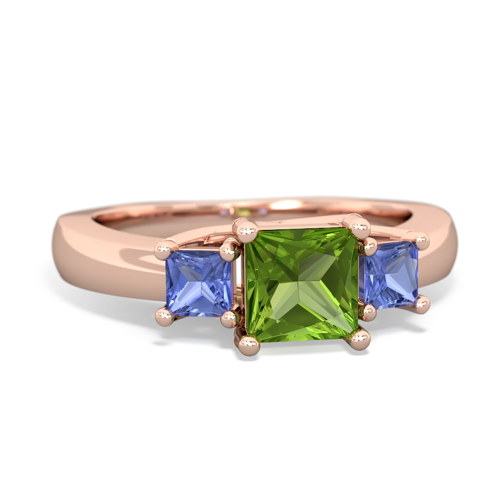 Peridot Three Stone Trellis 14K Rose Gold ring R4015