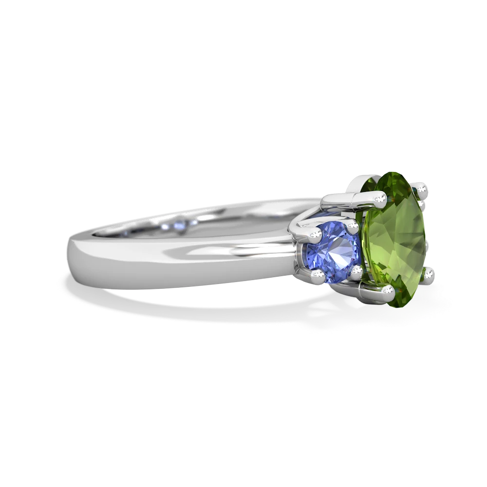 Peridot Three Stone Oval Trellis 14K White Gold ring R4024