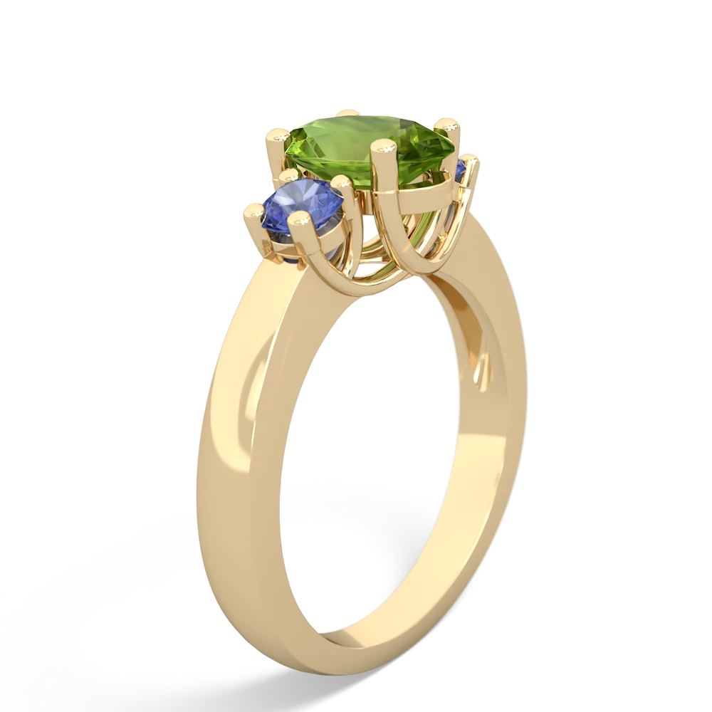 Peridot Three Stone Oval Trellis 14K Yellow Gold ring R4024