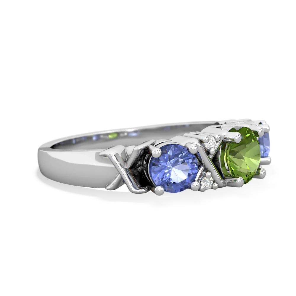 Peridot Hugs And Kisses 14K White Gold ring R5016