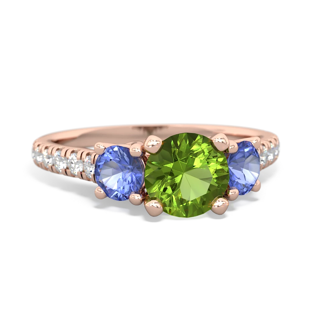 Peridot Pave Trellis 14K Rose Gold ring R5500