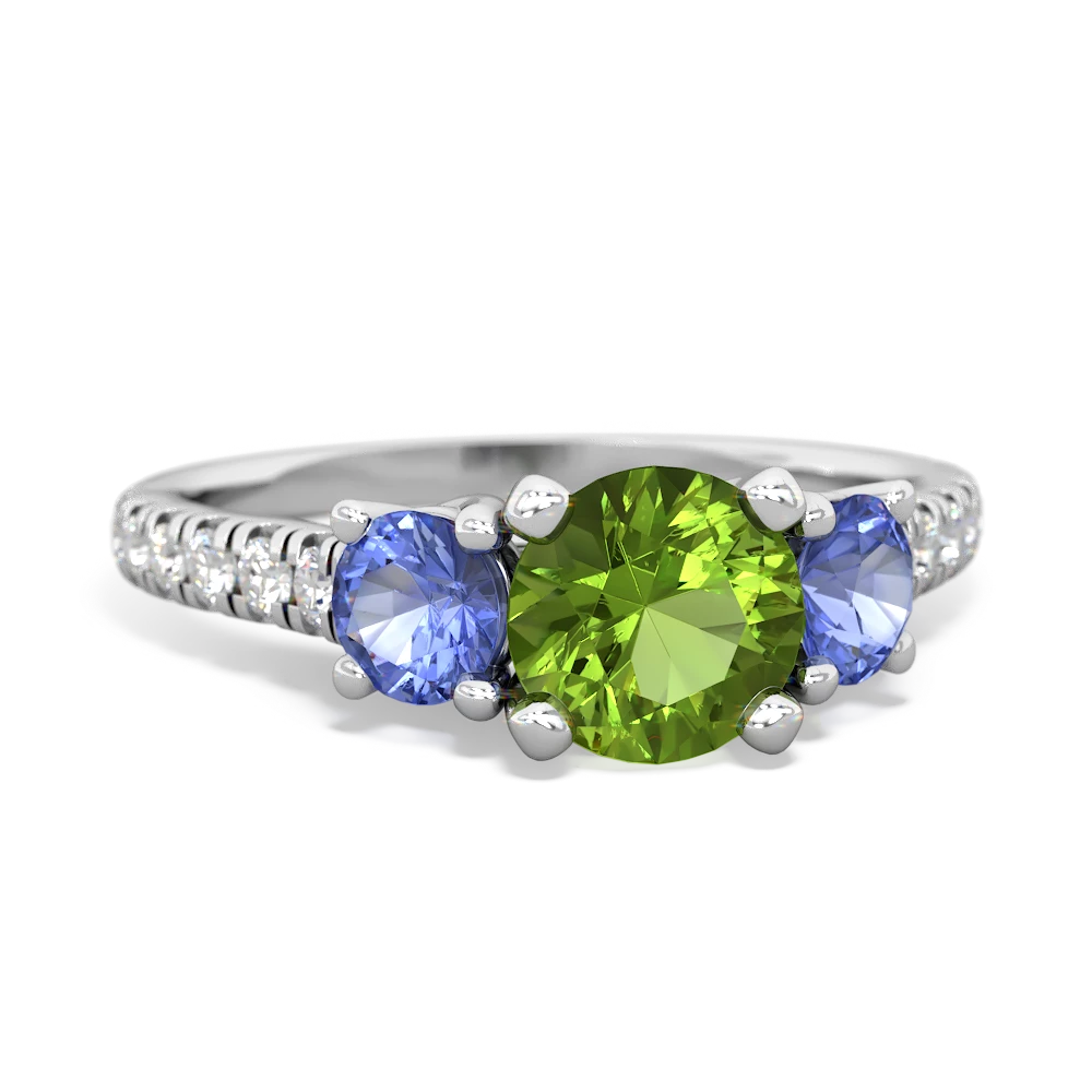 Peridot Pave Trellis 14K White Gold ring R5500