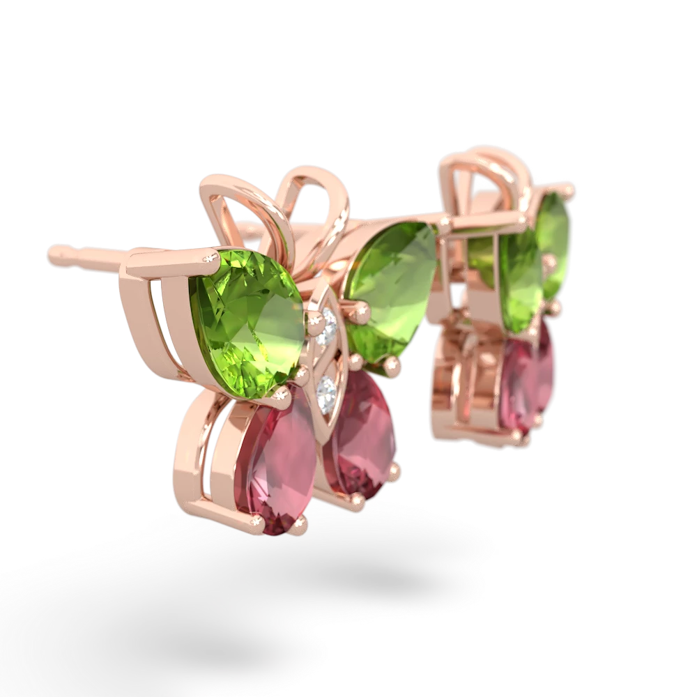 Peridot Butterfly 14K Rose Gold earrings E2215