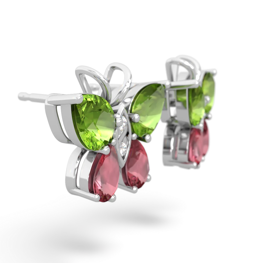 Peridot Butterfly 14K White Gold earrings E2215