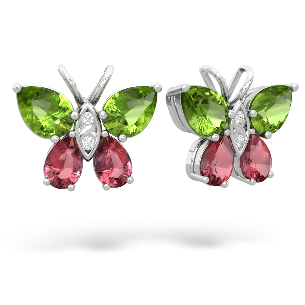 Peridot Butterfly 14K White Gold earrings E2215